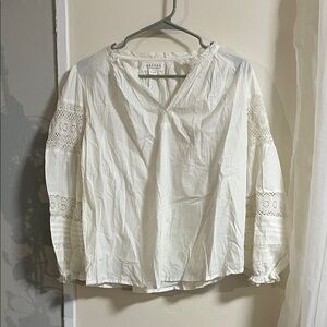 Velvet Cream Lace Accent Blouse